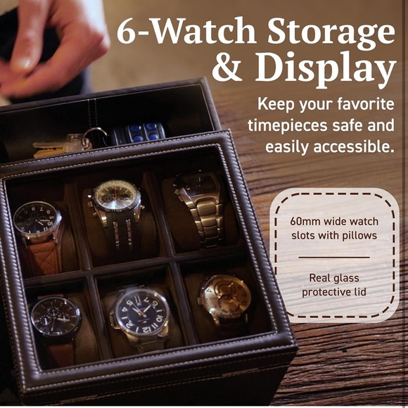 HOUNDSBAY Watch & Jewelry Box with Smartphone Charging Station and Cufflink Box - Picture 4 of 5